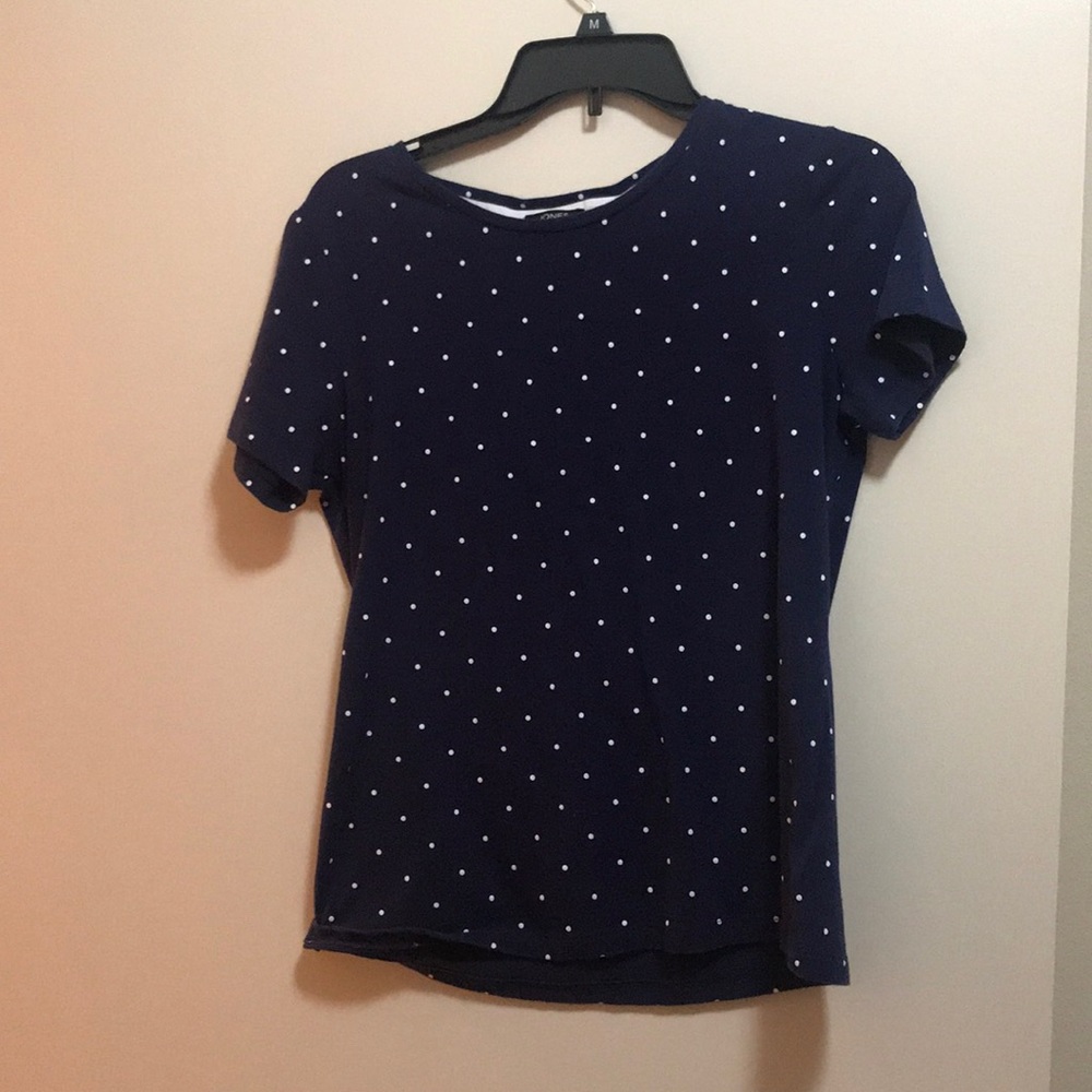 Navy blue polka dot shirt